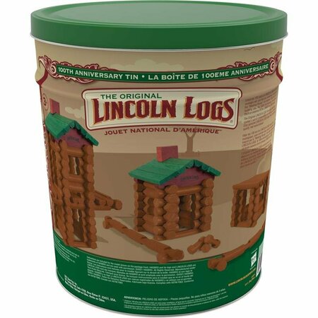LINCOLN LOGS 100th Anniversary Tin Build Toy Wood Brown/Green 111 pc KNX 00854